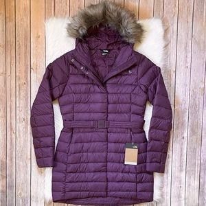 The North Face Purple Puffer Jacket with Fur Hood